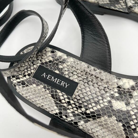 A.EMERY | Heidi Sandal in Eggshell Snake Print Ankle Wrap IT 38 / US 8 - Picture 5 of 12